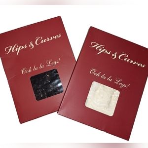 Hips and Curves Vntg Style Stockings 2 pair 1X/2X 1 black 1 white